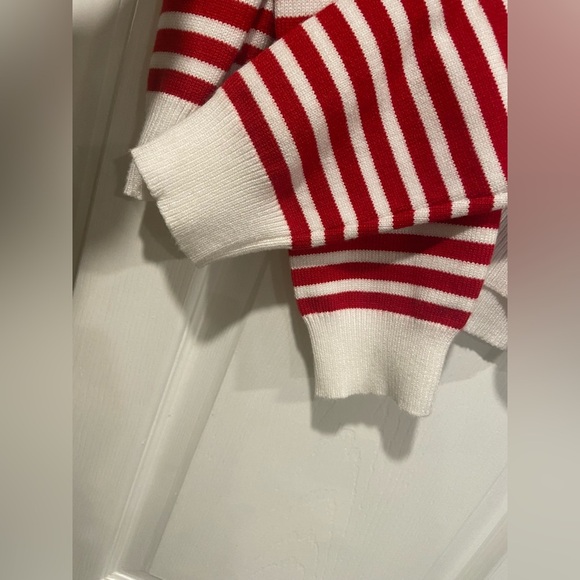 NWT Willow & Wind Size L Red Ivory Stripe Heart Knit Crew Neck Pullover Sweater - Picture 5 of 11